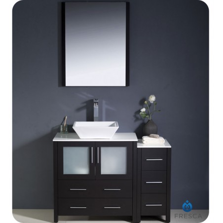 Fresca Torino 42" Espresso Modern Bathroom Vanity w/ Side Cabinet & Vessel Sink