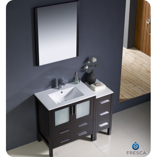 Fresca Torino 42" Espresso Modern Bathroom Vanity w/ Side Cabinet & Integrated Sink