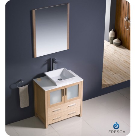 Fresca Torino 30" Light Oak Modern Bathroom Vanity w/ Vessel Sink