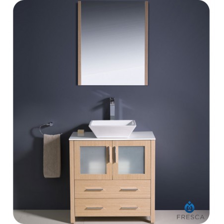 Fresca Torino 30" Light Oak Modern Bathroom Vanity w/ Vessel Sink