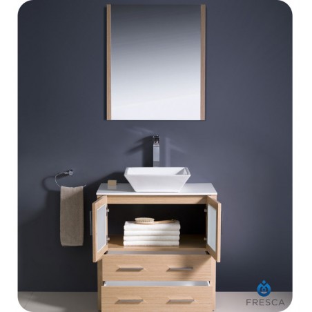 Fresca Torino 30" Light Oak Modern Bathroom Vanity w/ Vessel Sink