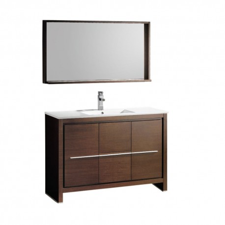 Fresca Allier 48" Wenge Brown Modern Bathroom Vanity w/ Mirror