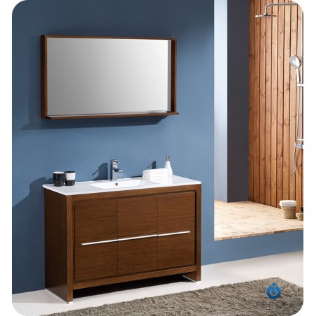 Fresca Allier 48" Wenge Brown Modern Bathroom Vanity w/ Mirror