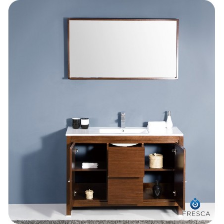 Fresca Allier 48" Wenge Brown Modern Bathroom Vanity w/ Mirror