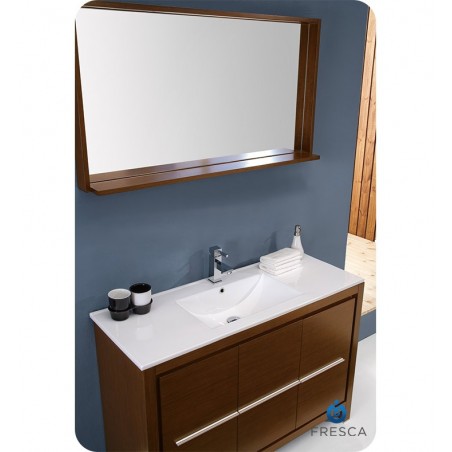 Fresca Allier 48" Wenge Brown Modern Bathroom Vanity w/ Mirror