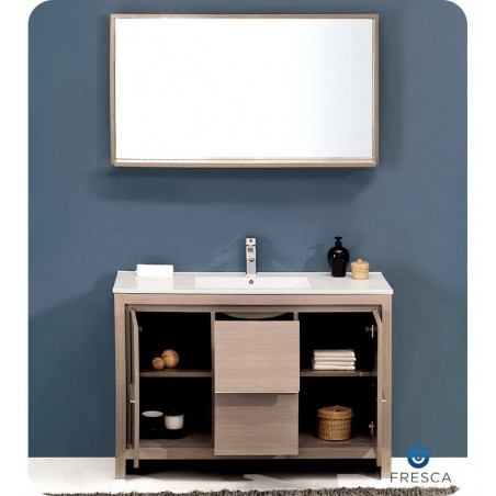 Fresca Allier 48" Gray Oak Modern Bathroom Vanity w/ Mirror