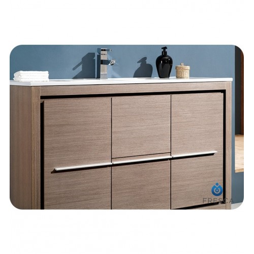 Fresca Allier 48" Gray Oak Modern Bathroom Vanity w/ Mirror