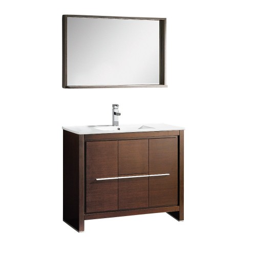 Fresca Allier 40" Wenge Brown Modern Bathroom Vanity w/ Mirror