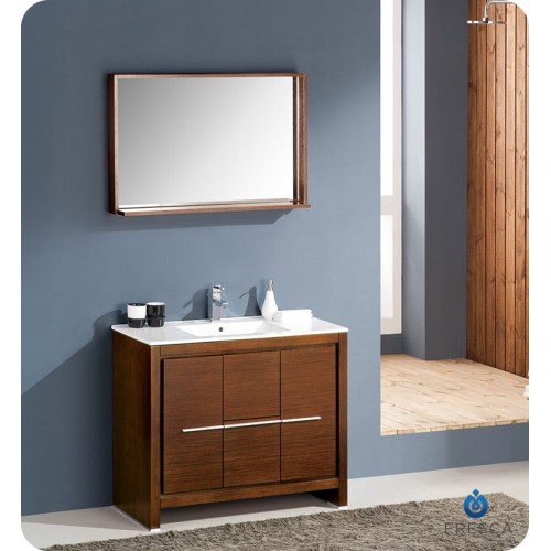 Fresca Allier 40" Wenge Brown Modern Bathroom Vanity w/ Mirror