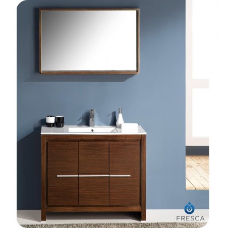 Fresca Allier 40" Wenge Brown Modern Bathroom Vanity w/ Mirror