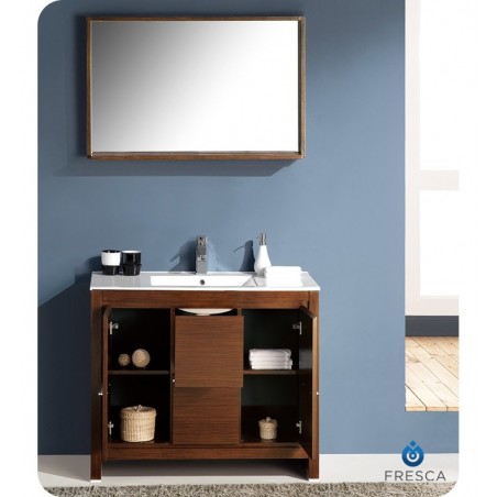 Fresca Allier 40" Wenge Brown Modern Bathroom Vanity w/ Mirror