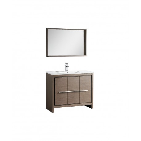 Fresca Allier 40" Gray Oak Modern Bathroom Vanity w/ Mirror