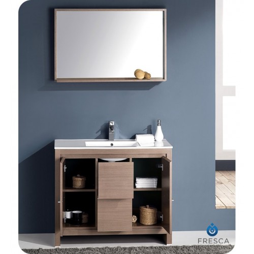 Fresca Allier 40" Gray Oak Modern Bathroom Vanity w/ Mirror