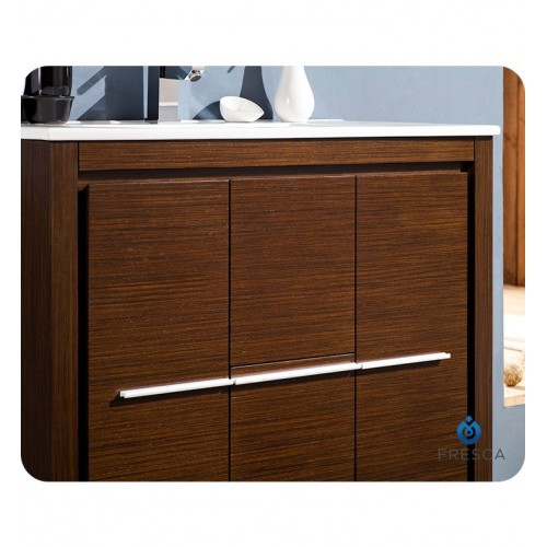 Fresca Allier 36" Wenge Brown Modern Bathroom Vanity w/ Mirror