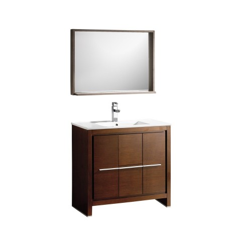 Fresca Allier 36" Gray Oak Modern Bathroom Vanity w/ Mirror