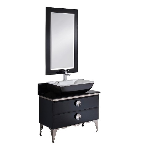 Fresca Moselle 36" Modern Glass Bathroom Vanity w/ Mirror