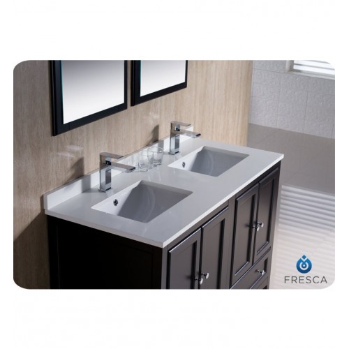 Fresca Oxford 48" Espresso Traditional Double Sink Bathroom Vanity