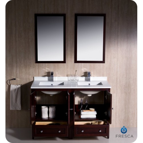 Fresca Oxford 48" Mahogany Traditional Double Sink Bathroom Vanity