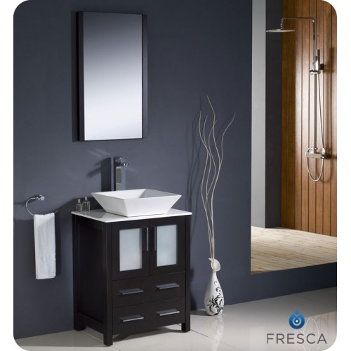 Fresca Torino 24" Espresso Modern Bathroom Vanity w/ Vessel Sink