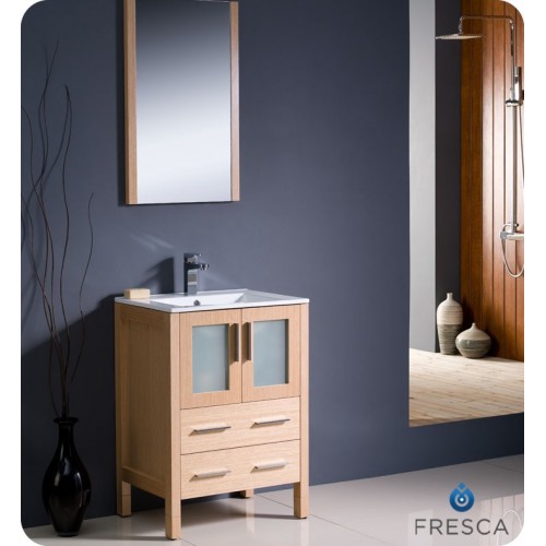 Fresca Torino 24" Light Oak Modern Bathroom Vanity w/ Integrated Sink