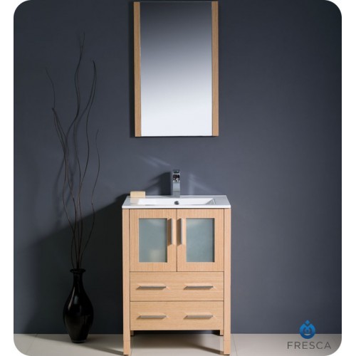 Fresca Torino 24" Light Oak Modern Bathroom Vanity w/ Integrated Sink