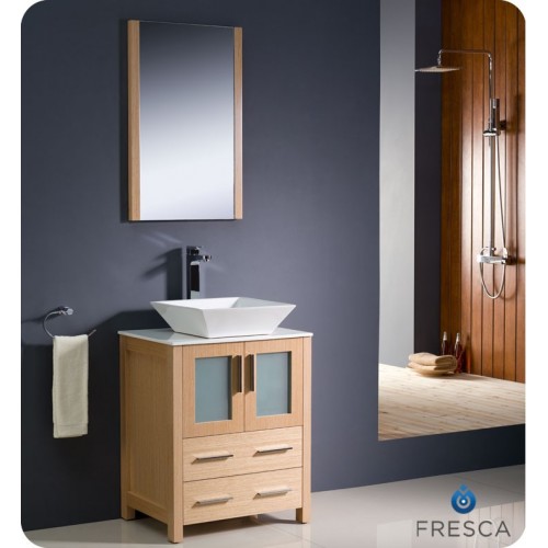 Fresca Torino 24" Light Oak Modern Bathroom Vanity w/ Vessel Sink