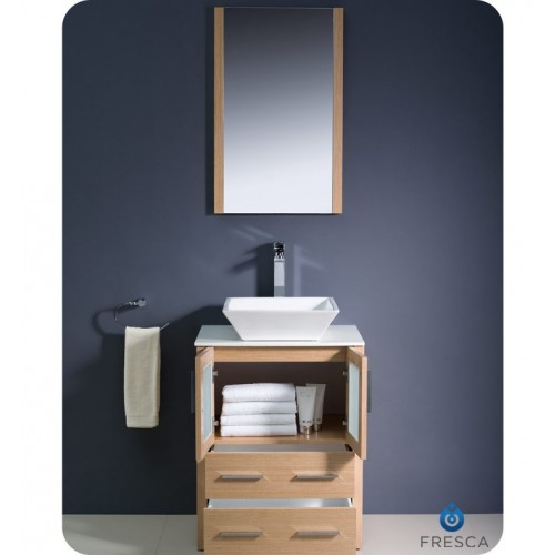 Fresca Torino 24" Light Oak Modern Bathroom Vanity w/ Vessel Sink