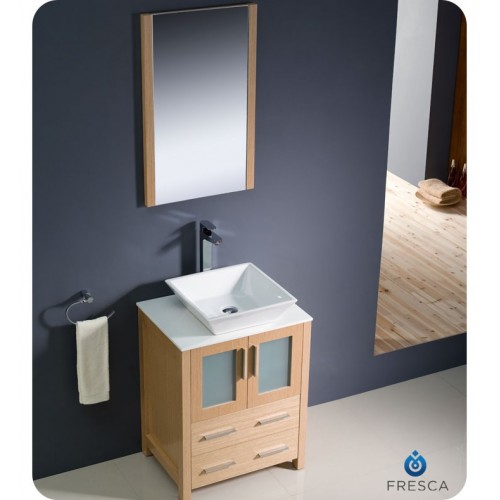 Fresca Torino 24" Light Oak Modern Bathroom Vanity w/ Vessel Sink