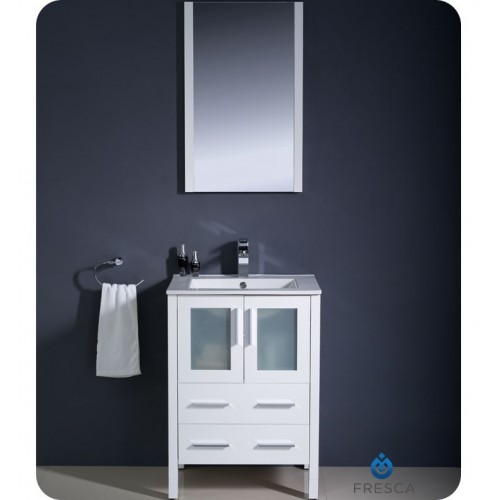 Fresca Torino 24" White Modern Bathroom Vanity w/ Integrated Sink