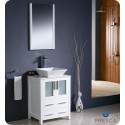 Fresca Torino 24" White Modern Bathroom Vanity w/ Vessel Sink