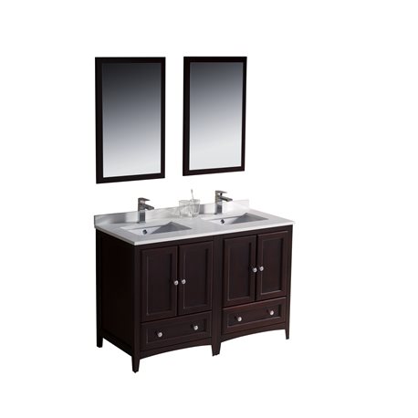 Fresca Oxford 48" Mahogany Traditional Double Sink Bathroom Vanity