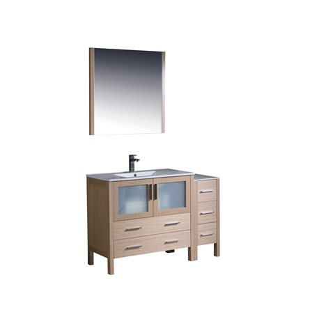 Fresca Torino 48" Light Oak Modern Bathroom Vanity w/ Side Cabinet & Integrated Sink