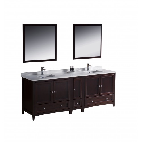 Fresca Oxford 84" Mahogany Traditional Double Sink Bathroom Vanity w/ Side Cabinet