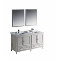 Fresca Oxford 60" Antique White Traditional Double Sink Bathroom Vanity