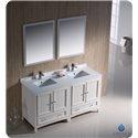 Fresca Oxford 60" Antique White Traditional Double Sink Bathroom Vanity