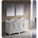 Fresca Oxford 60" Antique White Traditional Double Sink Bathroom Vanity