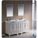 Fresca Oxford 60" Antique White Traditional Double Sink Bathroom Vanity w/ Side Cabinet