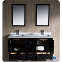Fresca Oxford 60" Espresso Traditional Double Sink Bathroom Vanity w/ Side Cabinet