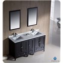 Fresca Oxford 60" Espresso Traditional Double Sink Bathroom Vanity w/ Side Cabinet
