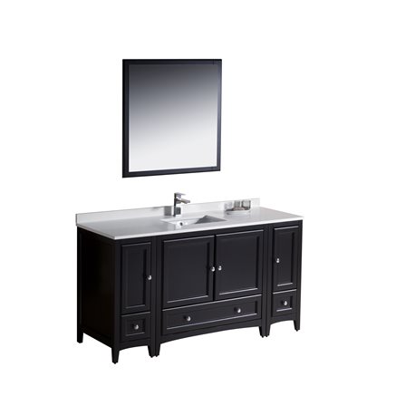 Fresca Oxford 60" Espresso Traditional Bathroom Vanity w/ 2 Side Cabinets