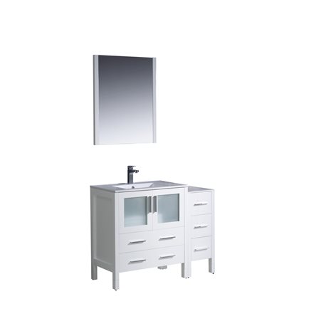 Fresca Torino 42" White Modern Bathroom Vanity w/ Side Cabinet & Integrated Sink