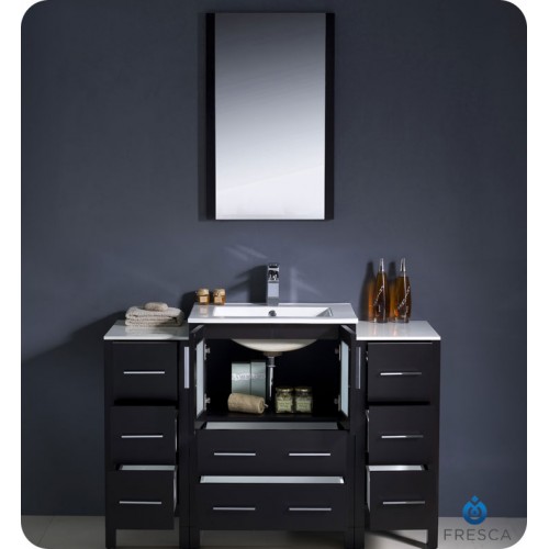 Fresca Torino 48" Espresso Modern Bathroom Vanity w/ 2 Side Cabinets & Integrated Sink