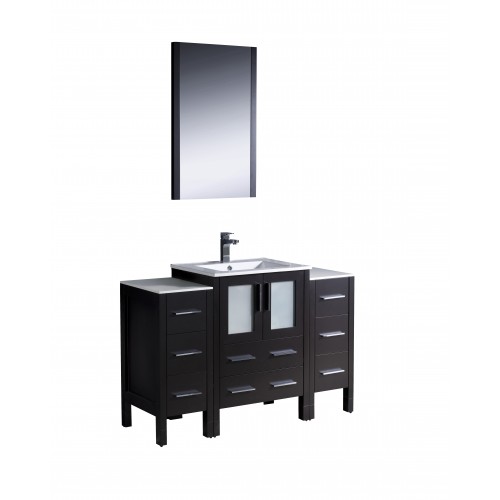 Fresca Torino 48" Espresso Modern Bathroom Vanity w/ 2 Side Cabinets & Integrated Sink