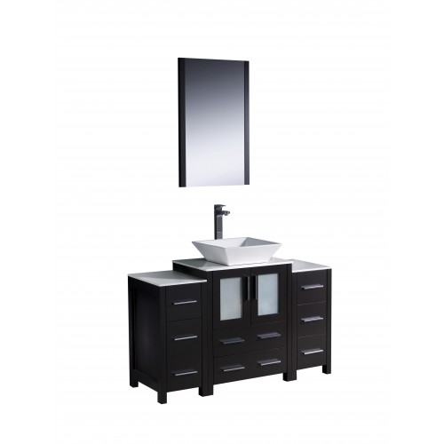 Fresca Torino 48" Espresso Modern Bathroom Vanity w/ 2 Side Cabinets & Vessel Sink