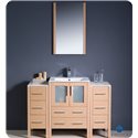 Fresca Torino 48" Light Oak Modern Bathroom Vanity w/ 2 Side Cabinets & Integrated Sink