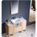 Fresca Torino 48" Light Oak Modern Bathroom Vanity w/ 2 Side Cabinets & Integrated Sink