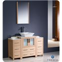 Fresca Torino 48" Light Oak Modern Bathroom Vanity w/ 2 Side Cabinets & Vessel Sink