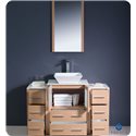 Fresca Torino 48" Light Oak Modern Bathroom Vanity w/ 2 Side Cabinets & Vessel Sink