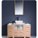 Fresca Torino 48" Light Oak Modern Bathroom Vanity w/ 2 Side Cabinets & Vessel Sink