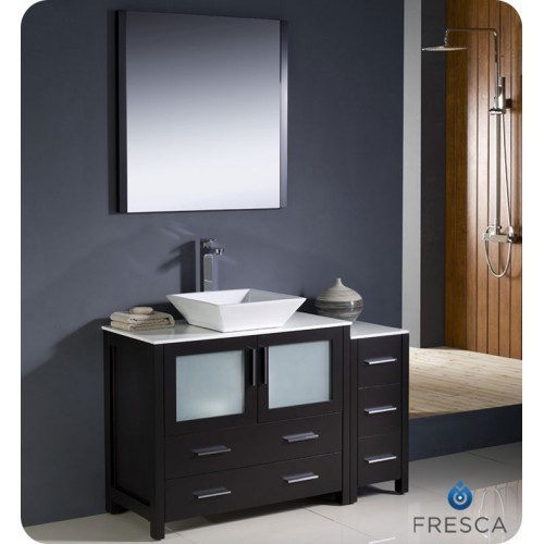 Fresca Torino 48" Espresso Modern Bathroom Vanity w/ Side Cabinet & Vessel Sink